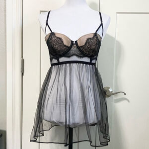 Victoria’s Secret intimates sheer babydoll sexy lingerie bra size 34c black